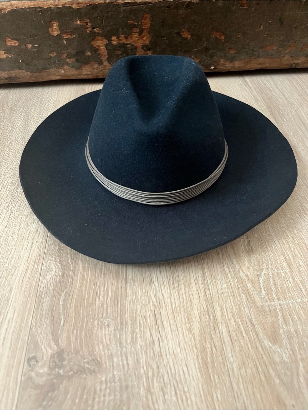 Artesano Women’s Wide Brim Wool Fedora with Decorative Cord Navy Large - Picture 3 of 7